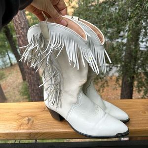 White Cowboy Boots Acme Vintage